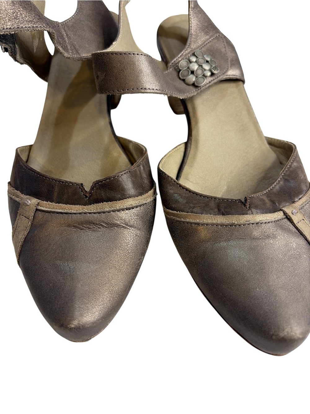Dorking by Fluchos Bronze Metallic Leather Slingback Comfort Heels Size 10 - Picture 3 of 6